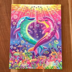 Lisa Frank 2 Pocket Portfolio Folder 3-Hole Punched Dancing Dolphins Rainbow